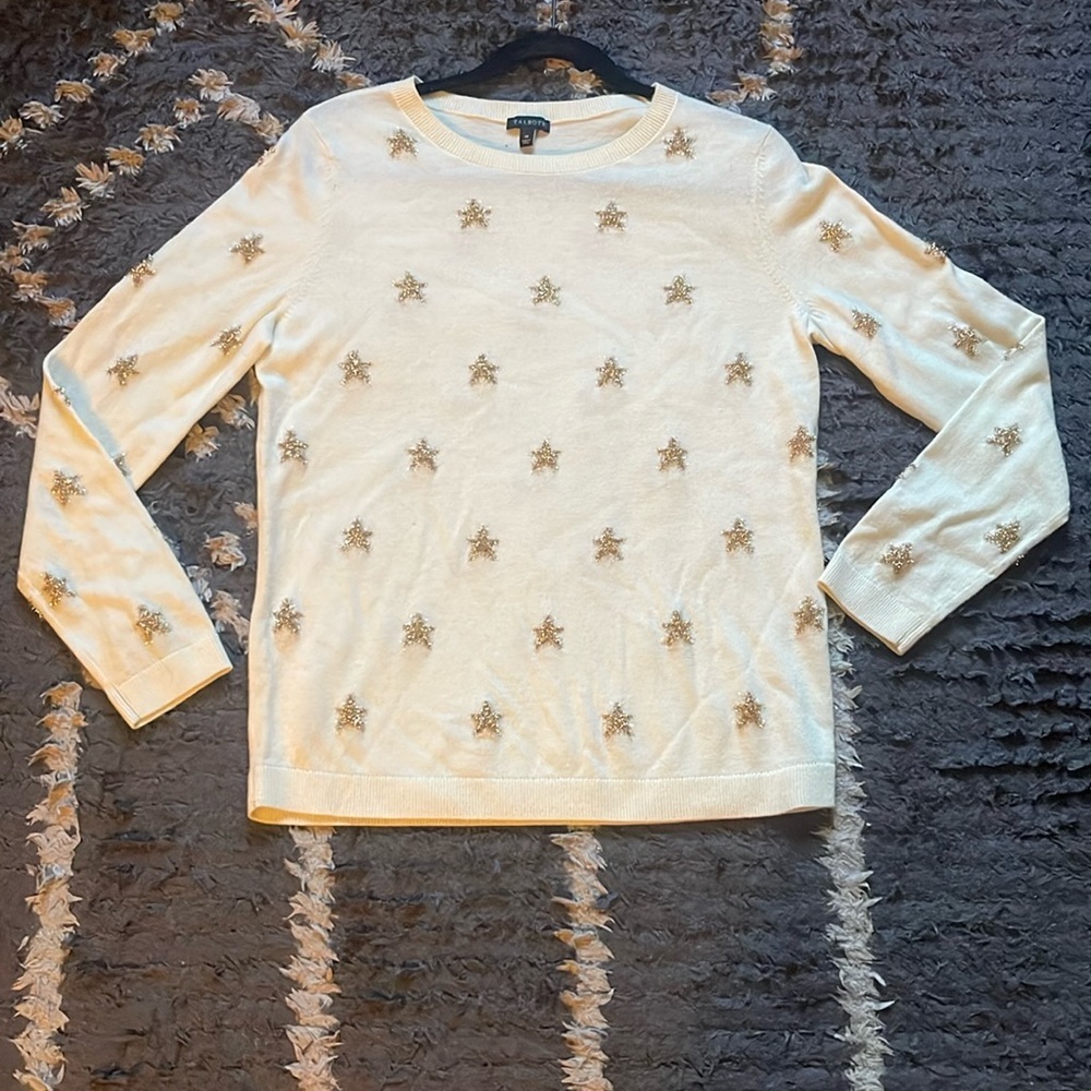 TALBOTS • M • STAR TINSEL WOOL SWEATER